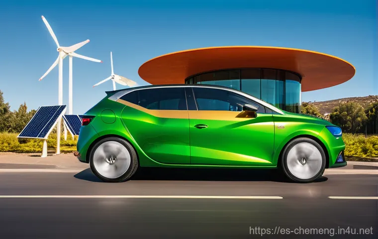 배기가스 저감 기술 - **Prompt:** A highly detailed, fantastical illustration of a car's exhaust system, focusing on the c...