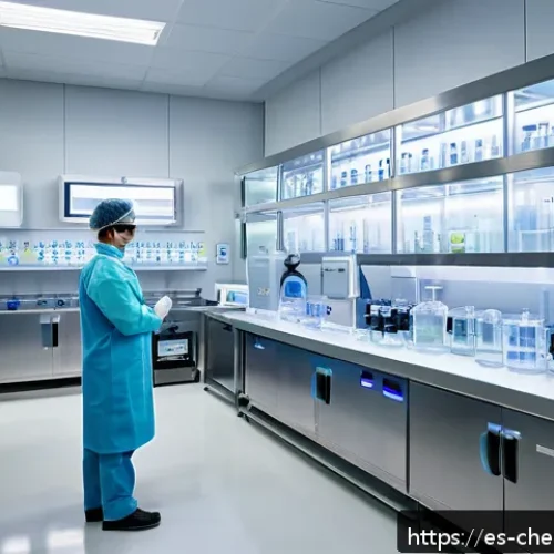 마이크로 반응기 기술 - A high-tech chemical laboratory focused on microreactor technology, showcasing a scientist in protec...